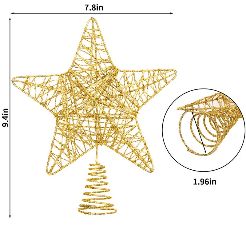 DERAYEE Christmas Tree Star Topper Decoration, Glittered Treetop Christmas Tree Decoration Seasonal DÃ©cor - Image 2